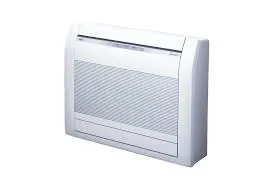 A floor-console ductless mini-split indoor unit